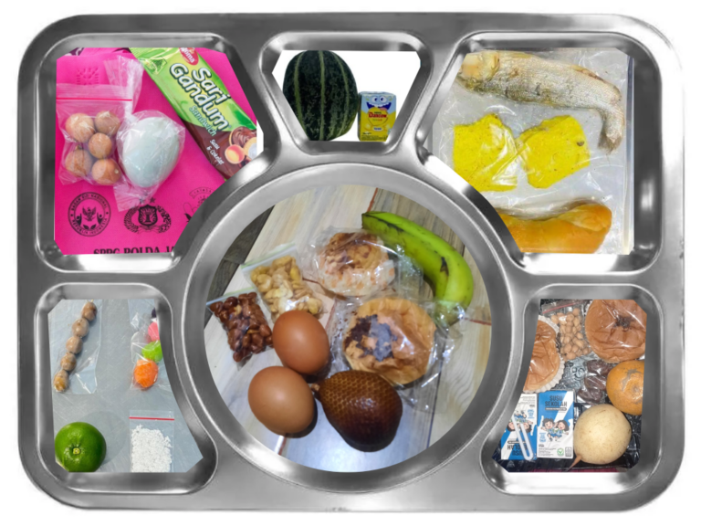 otret menu Makan Bergizi Gratis (MBG) berupa pisang, roti, dan kurma yang dinilai tidak memenuhi standar kecukupan gizi anak usia sekolah.